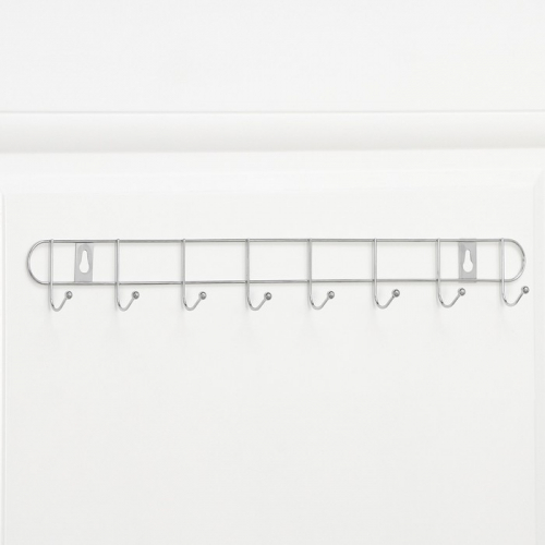 Вешалка настенная на 8 крючков Доляна «Лето», 46×3×5 см, цвет серебряный