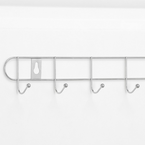 Вешалка настенная на 8 крючков Доляна «Лето», 46×3×5 см, цвет серебряный