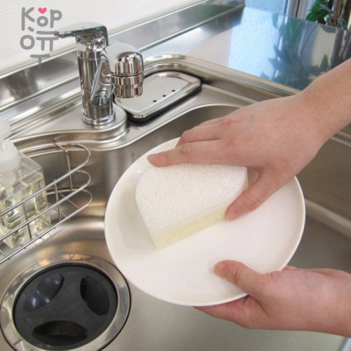 TOWA Губка мягкая для бережного мытья посуды, белая, 2 шт.