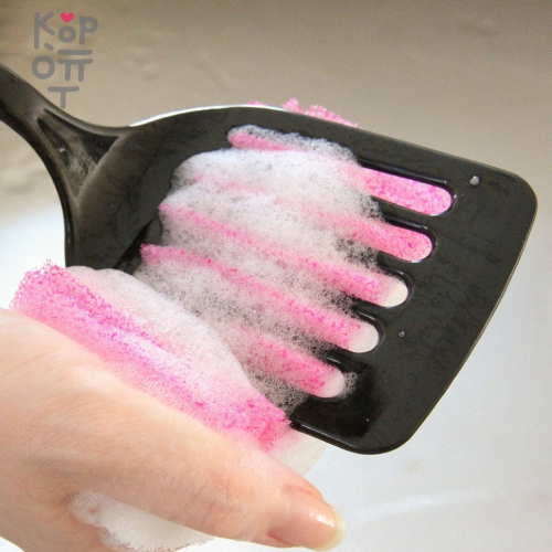 AISEN GIZA Губка для мытья посуды новой формы с повышенной износостойкостью (розовая)