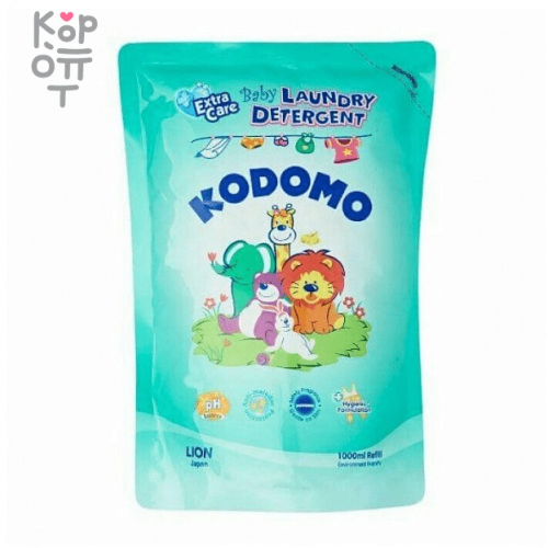 LION Kodomo - Жидкое средство для стирки 1000мл., для детских вещей дополнительный уход, мягкая упаковка