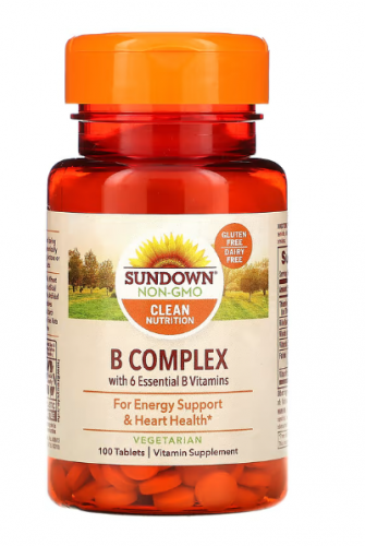 Sundown Naturals, Комплекс витаминов группы В, 100 таблеток