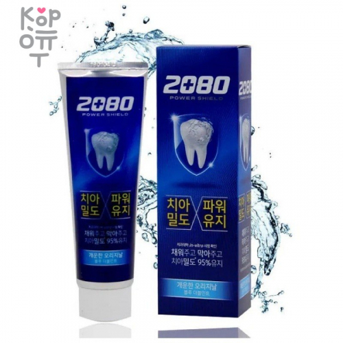 2080 Power Shield Blue Double Mint Toothpaste - Защитная зубная паста со вкусом мяты и двойной свежестью, 140гр.