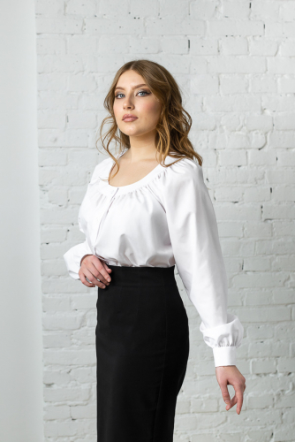 Женские белые блузки с длинным рукавом Анфиса