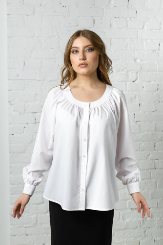 Женские белые блузки с длинным рукавом Анфиса