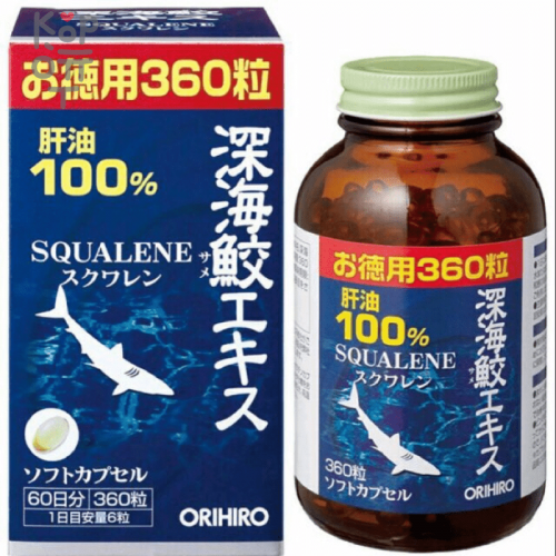 Orihiro Squalene - Сквален из печени глубоководной акулы с чистотой более 99,6%, 360 капсул на 60 дней, 158,4гр.