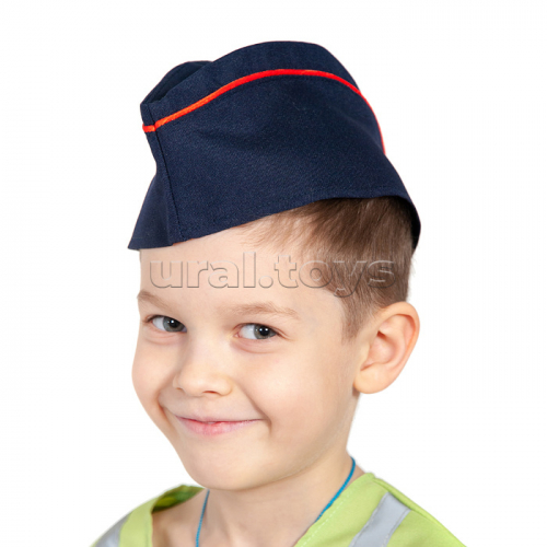 Пилотка МВД синяя с красным кантом карнавальная детская