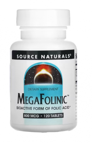 Source Naturals, MegaFolinic, 800 мкг, 120 таблеток