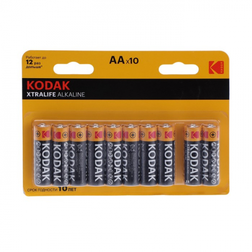 Батарейка алкалиновая Kodak XtraLife, AA, LR6-10BL, 1.5В, спайка, 10 шт.