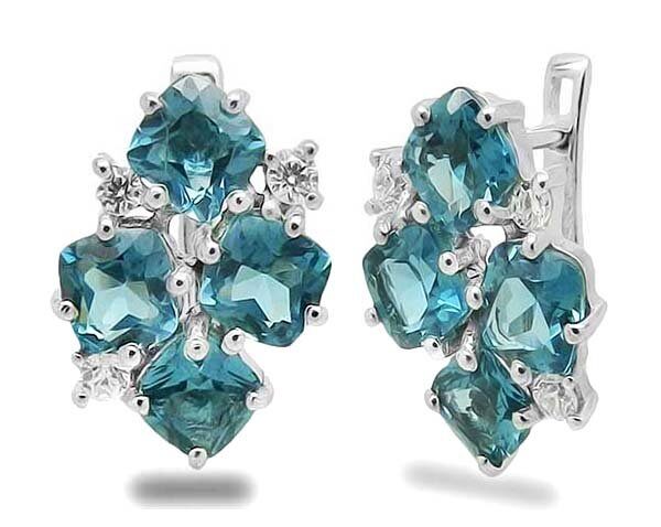 Серьги из серебра лондон топаз кварц, Сильвана