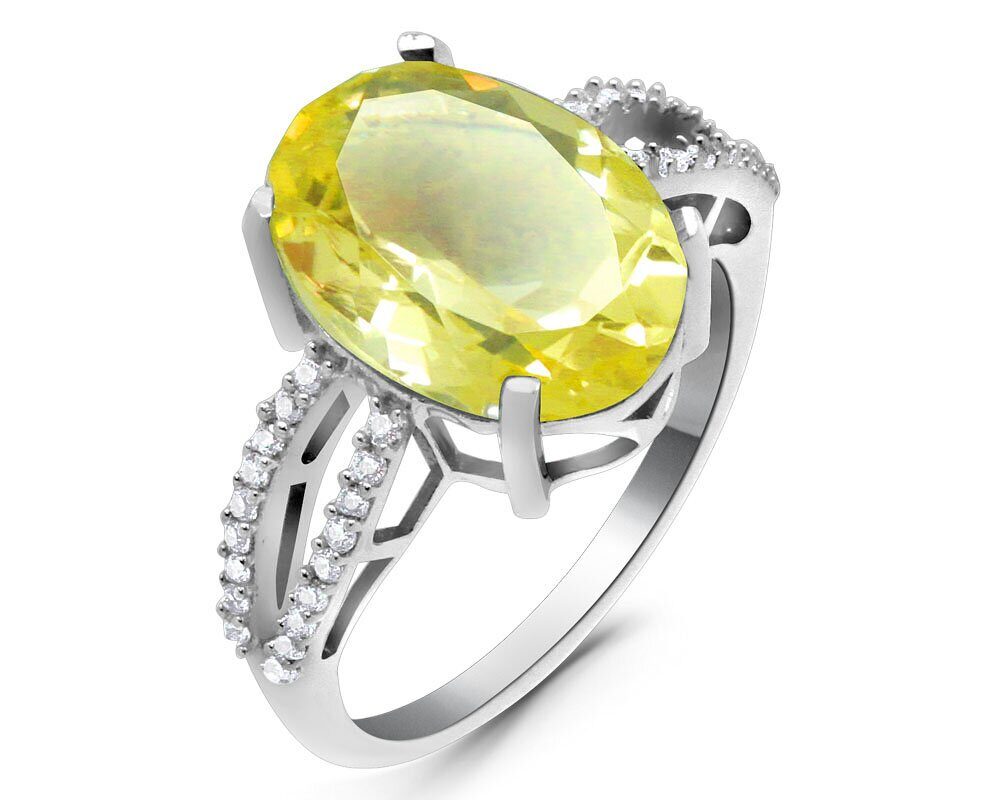 Кольцо из серебра лимонный топаз, Силвэйн