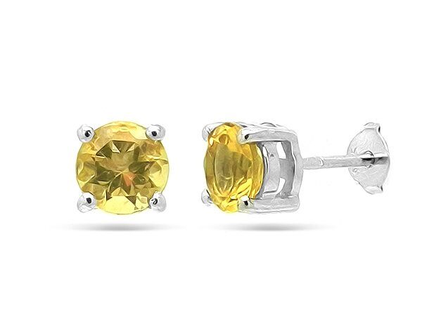 Серьги из серебра цитрин, Гвоздики2