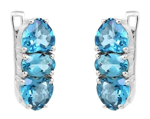 Серьги из серебра лондон топаз кварц, Крит
