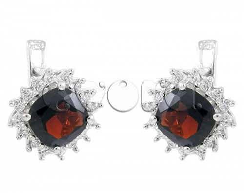 Серьги из серебра гранат, Арника