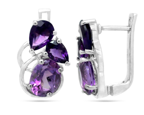 Серьги из серебра аметист, Марте