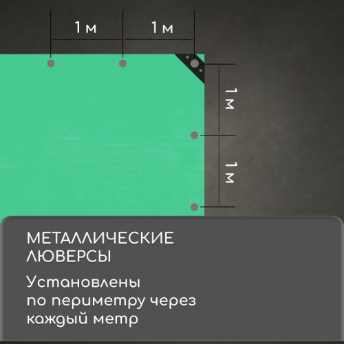 Тент защитный, 4 × 3 м, плотность 120 г/м², УФ, люверсы шаг 1 м, зелёный/серебристый