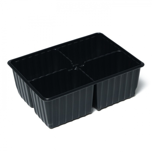 Кассета для рассады Greengo на 4 ячейки, по 180 мл, пластиковая, чёрная, 18 × 13 × 6 см