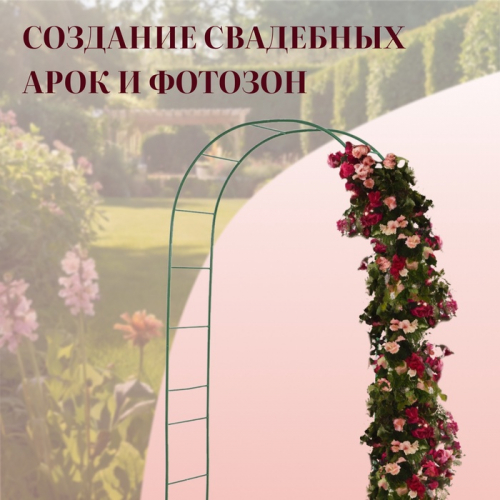 Арка садовая, 240 × 125 × 36.5 см, для вьющихся растений, металлическая, зелёная, Greengo