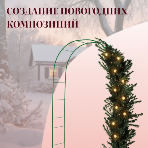 Арка садовая, 240 × 125 × 36.5 см, для вьющихся растений, металлическая, зелёная, Greengo