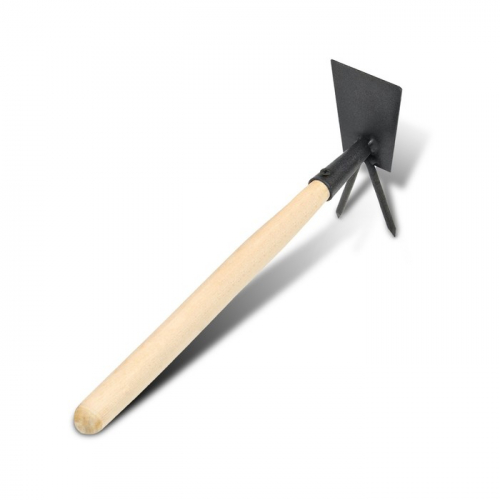 Мотыжка комбинированная, длина 35 см, 2 зубца, деревянная ручка