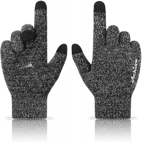 Перчатки iWinter Gloves, вязаные, ладонь-Anti-slip, сенсорные, р-р L-XXL (8-9), цвет серый 58001