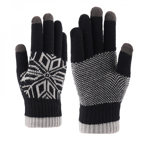 Перчатки iWinter Wool, вязаные, ладонь-Anti-slip, сенсор, шерсть 100%, цвет черный 58013