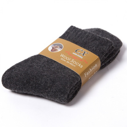 Термоноски WOOL SOCKS (30%шерсть,10%хлопок,45%полиэст,15%спандекс)р-р 36-40,цв. тем.серый (72-001)