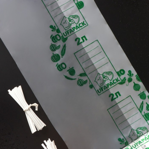 Пакеты для заморозки продуктов «Уфа ПАК», 2 литра, 20×30 см, 40 шт, с клипсами