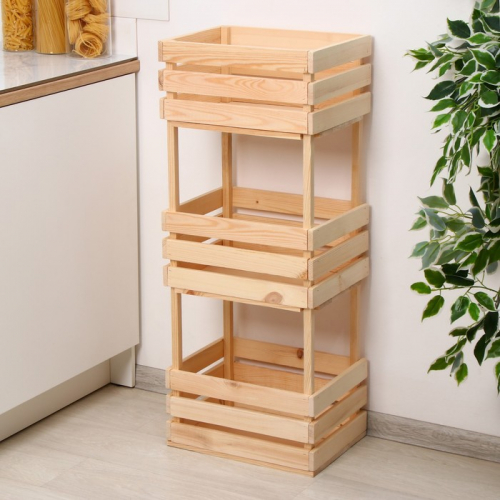 Ящик для овощей, 100 × 40 × 30 см, деревянный, трехуровневый, Greengo
