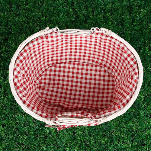 Корзина плетеная, красная ткань, 35×27× h=16 см, ива
