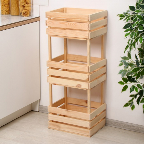 Ящик для овощей, 100 × 40 × 30 см, деревянный, трехуровневый