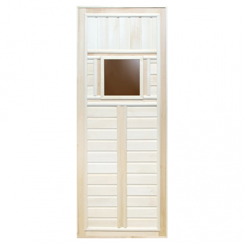 Дверь деревянная 180х70х3,5см, со стеклянной вставкой, с дверной коробкой (Россия)