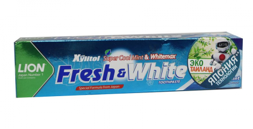 Зубная паста Мятная Прохлада Fresh & White Toothpaste Extra Cool Mint, LION 160 мл