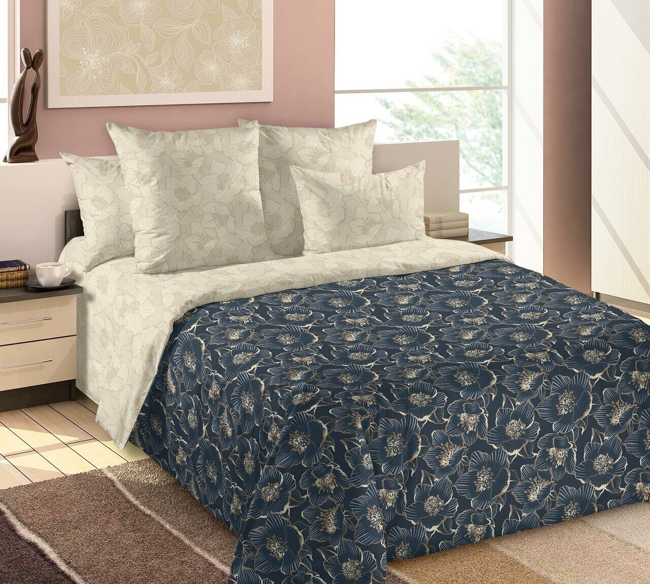 Покрывало стёганое Перкаль: Отблеск. Alice Textile