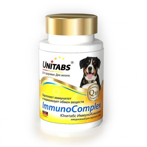 Unitabs ImmunoComplex, витамины для собак крупных пород с Q10, 100 таблеток
