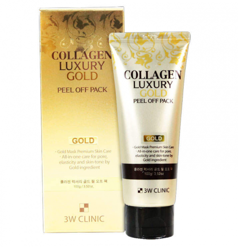 [3W CLINIC] Маска-пленка для лица КОЛЛАГЕН/ЗОЛОТО Collagen&Luxury Gold, 100 гр.