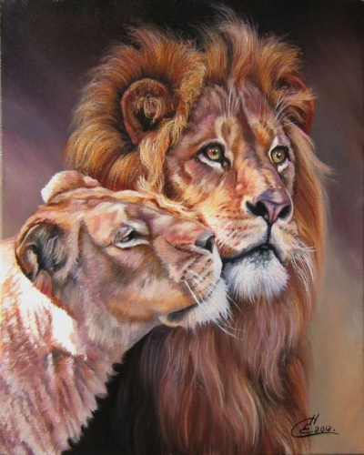 Лев и львица (худ. Самарская Е.)