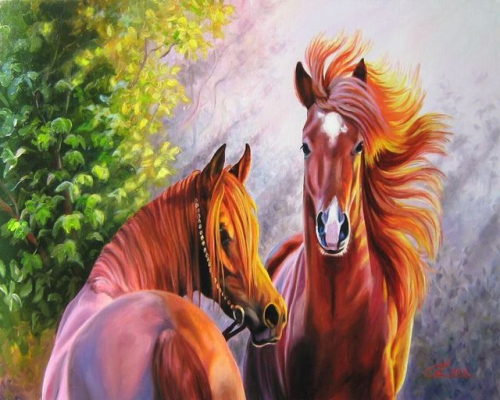 Две лошади (худ. Самарская Е.)
