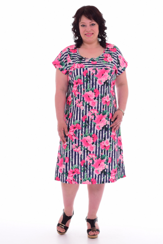 Платье женское 4-44д (синий+розовый)