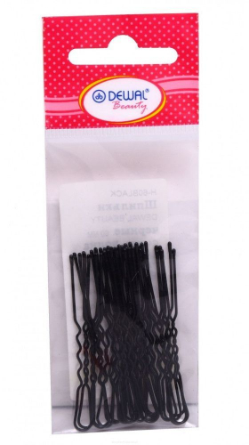 Dewal Beauty Шпильки для волос волна, 60 мм, черный, 24 шт.