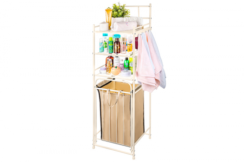 Стеллаж с 3-мя полками и корзиной для белья 40*35*125 см 