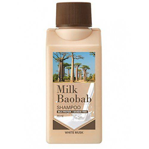 Шампунь для волос с ароматом белого мускуса Shampoo White Musk Travel Edition, MilkBaobab, 70 мл