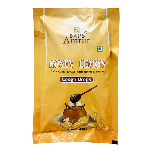 BAPS AMRUT Honey & Lemon Cough Drops Леденцы от кашля Мед & Лимон 20шт