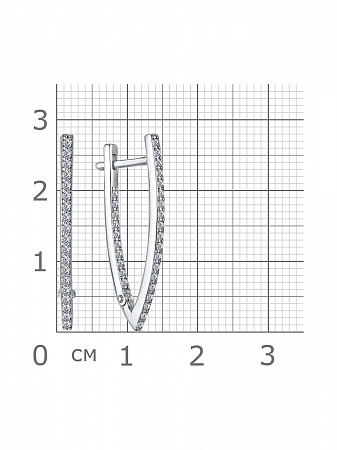 11-1972 Серьги с фианитом родированные серебро 925*