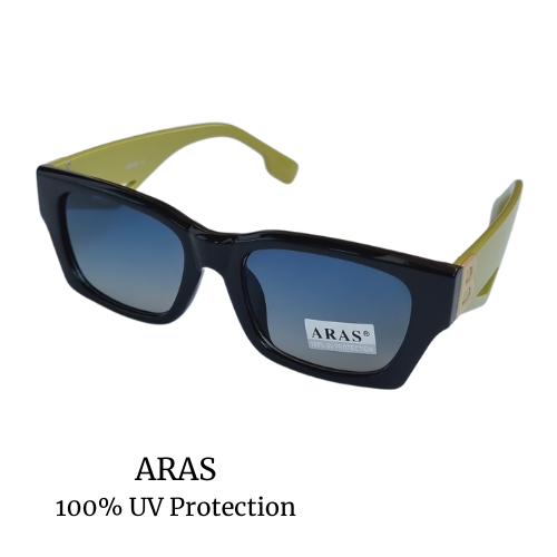 Очки солнцезащитные женские ARAS черные с зелеными дужками 8816 С4