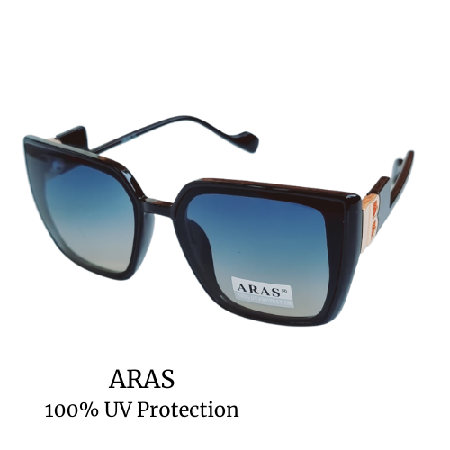 Очки солнцезащитные женские ARAS черные с синими стеклами 8832 С3