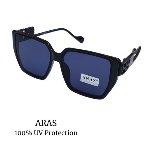 Очки солнцезащитные женские ARAS черные с синими стеклами 8890 С6