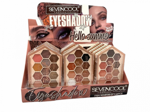 Тени для век Seven Cool Hello Shimmer Eyeshadow 13 color (ряд 3шт)