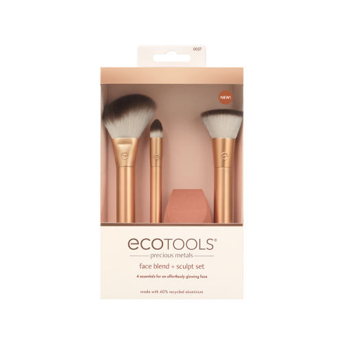 Набор кистей и спонж для макияжа EcoTools Precious Metals Face Blend + Sculpt Set