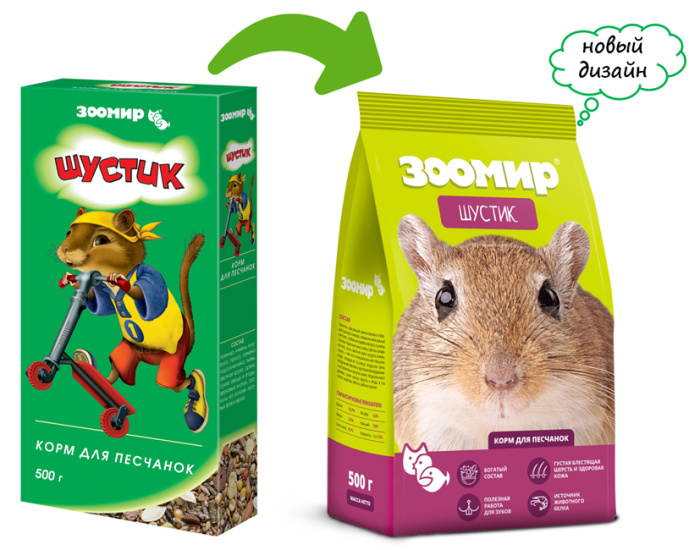 Зоомир Шустик Корм для песчанок, 500 гр.